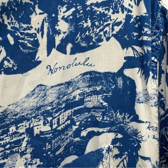 ALLSAINTS Relaxed fit Island Blue and White Graphic Men's short sleeve Shirt
